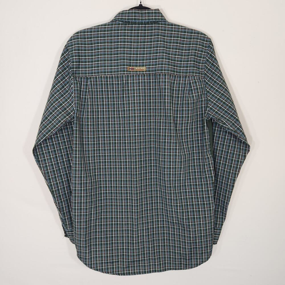 Vintage 2002 Bugle Boy Shirt Men's Size S Green Blue Plaid Sleeve Button Up Y2K - Picture 3 of 11